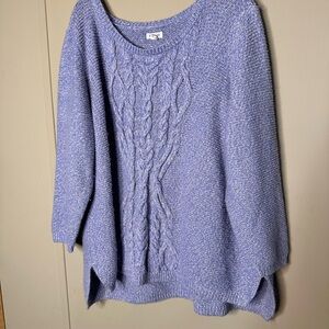 Westport Heathered Purple Cable Knit Sweater